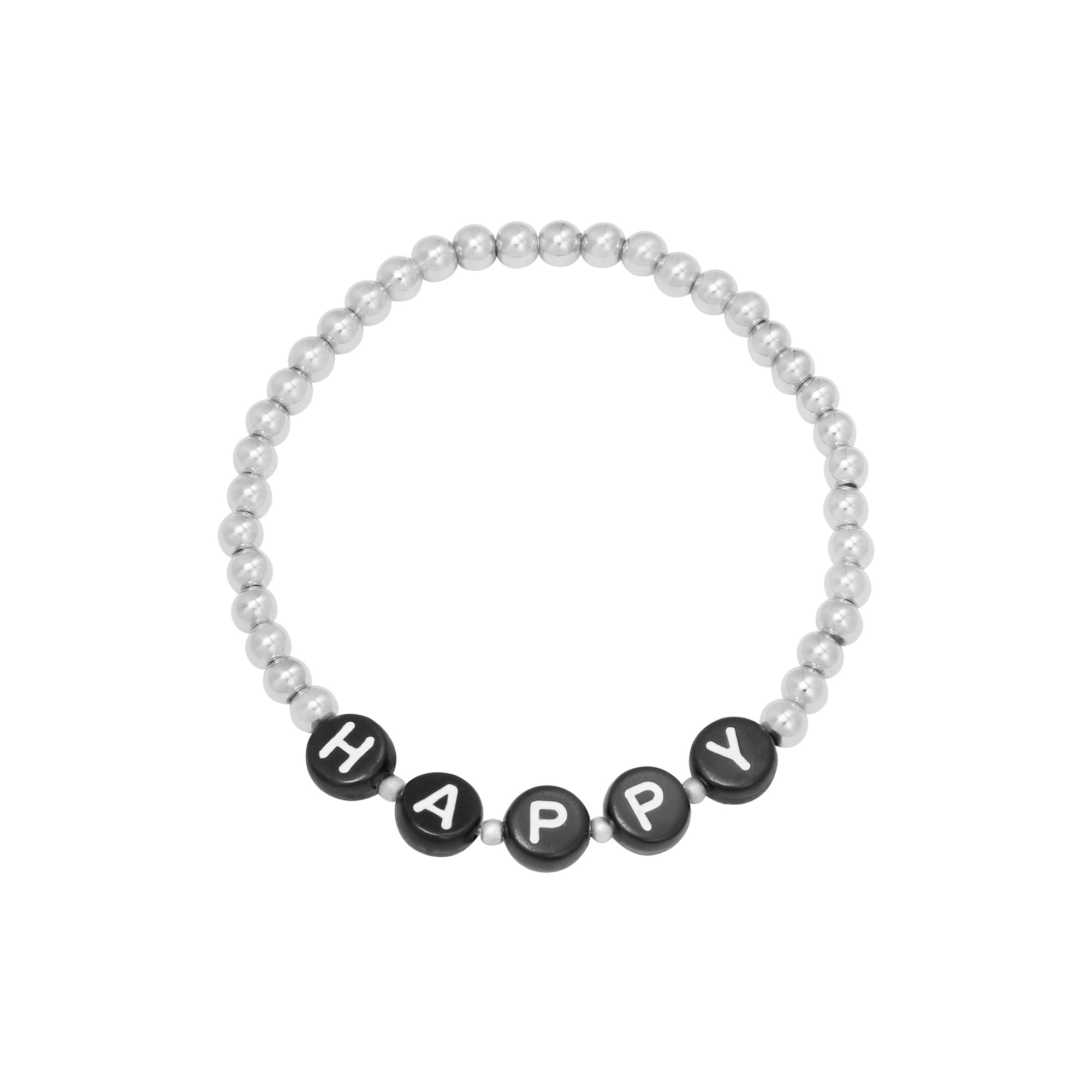 Silver / Bracelet Beaded Happy Picture2