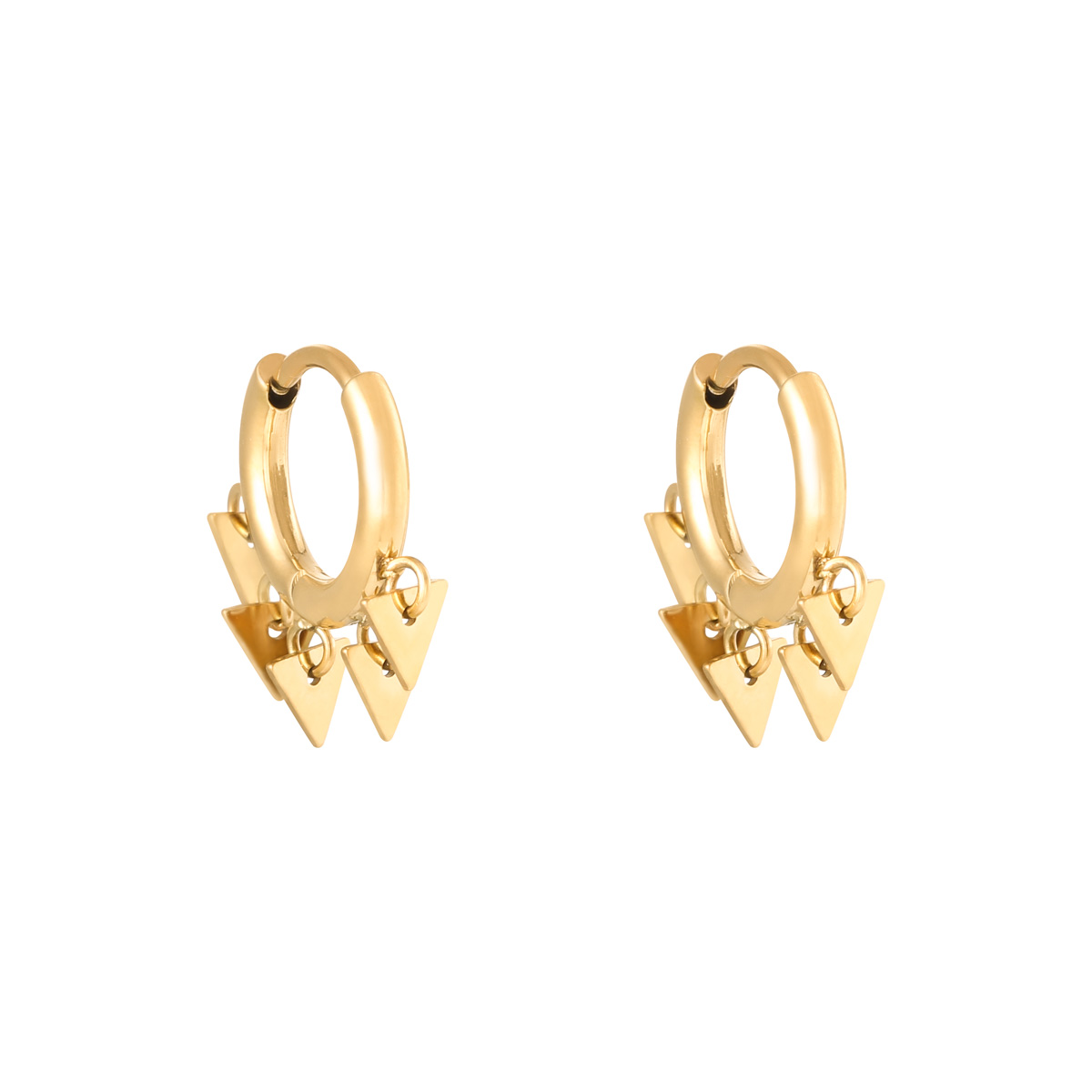 Gold / Earrings Floating Triangles Picture2