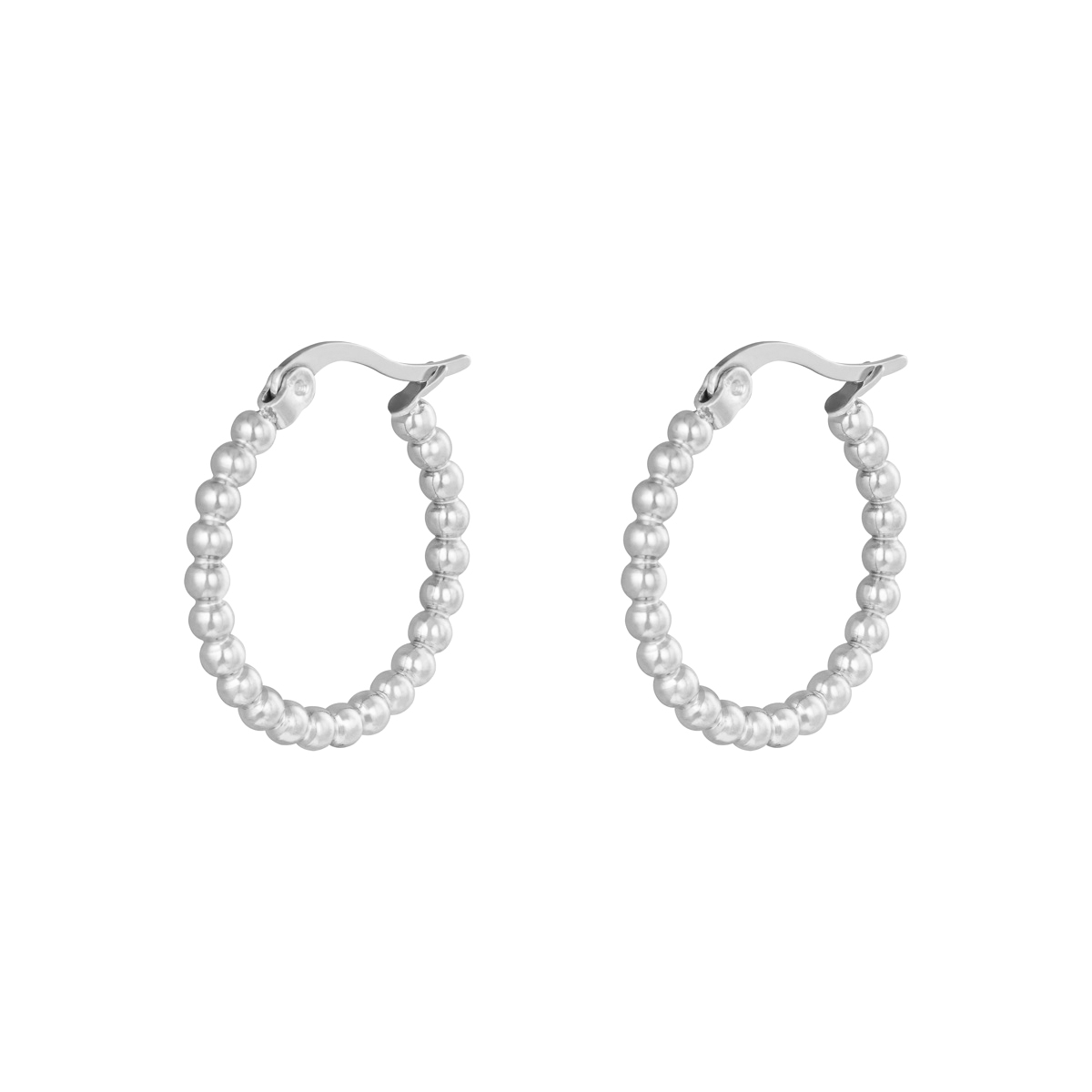 Silver / Earrings Hoops Spheres 22 mm Picture2