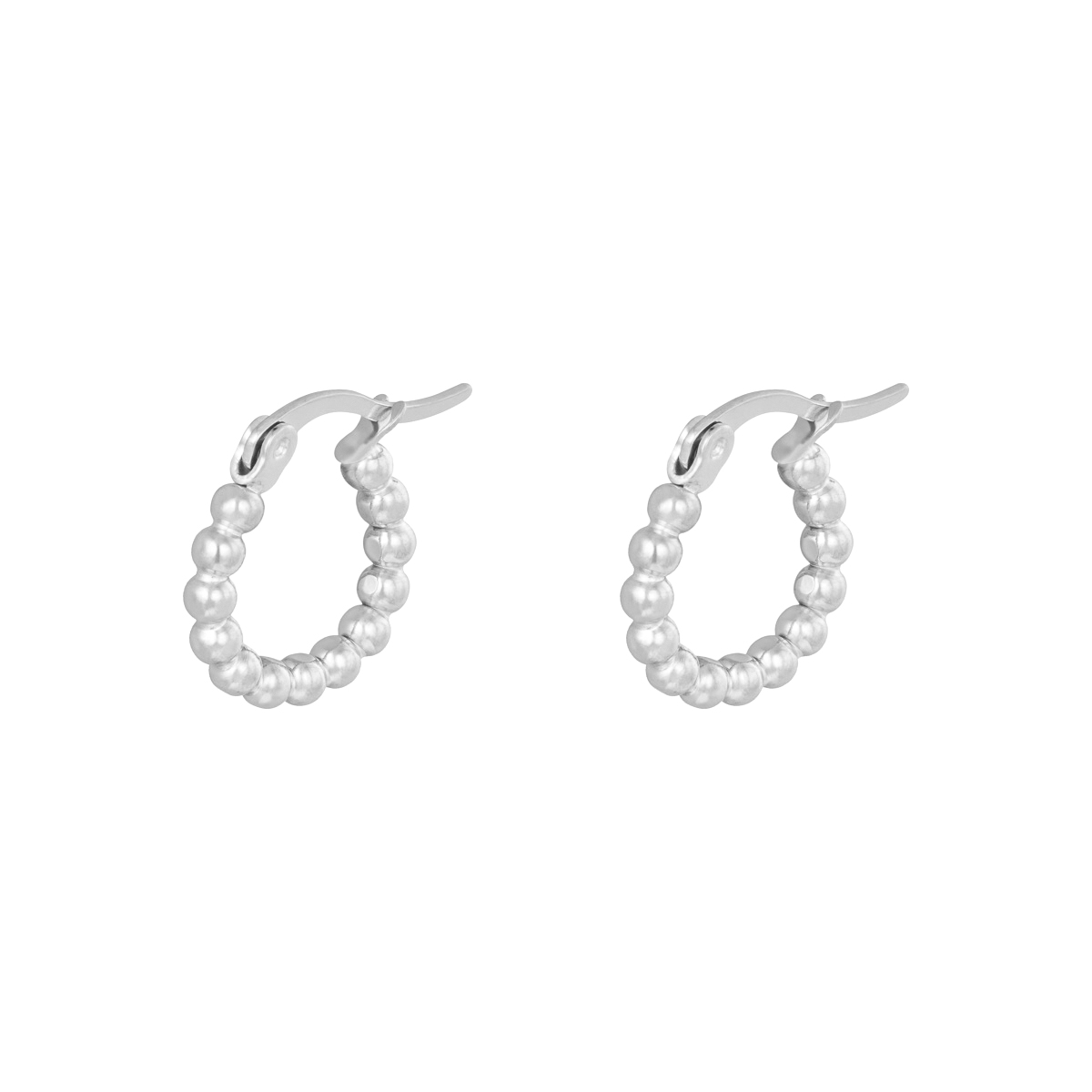 Silver / Earrings Hoops Spheres 15 mm 