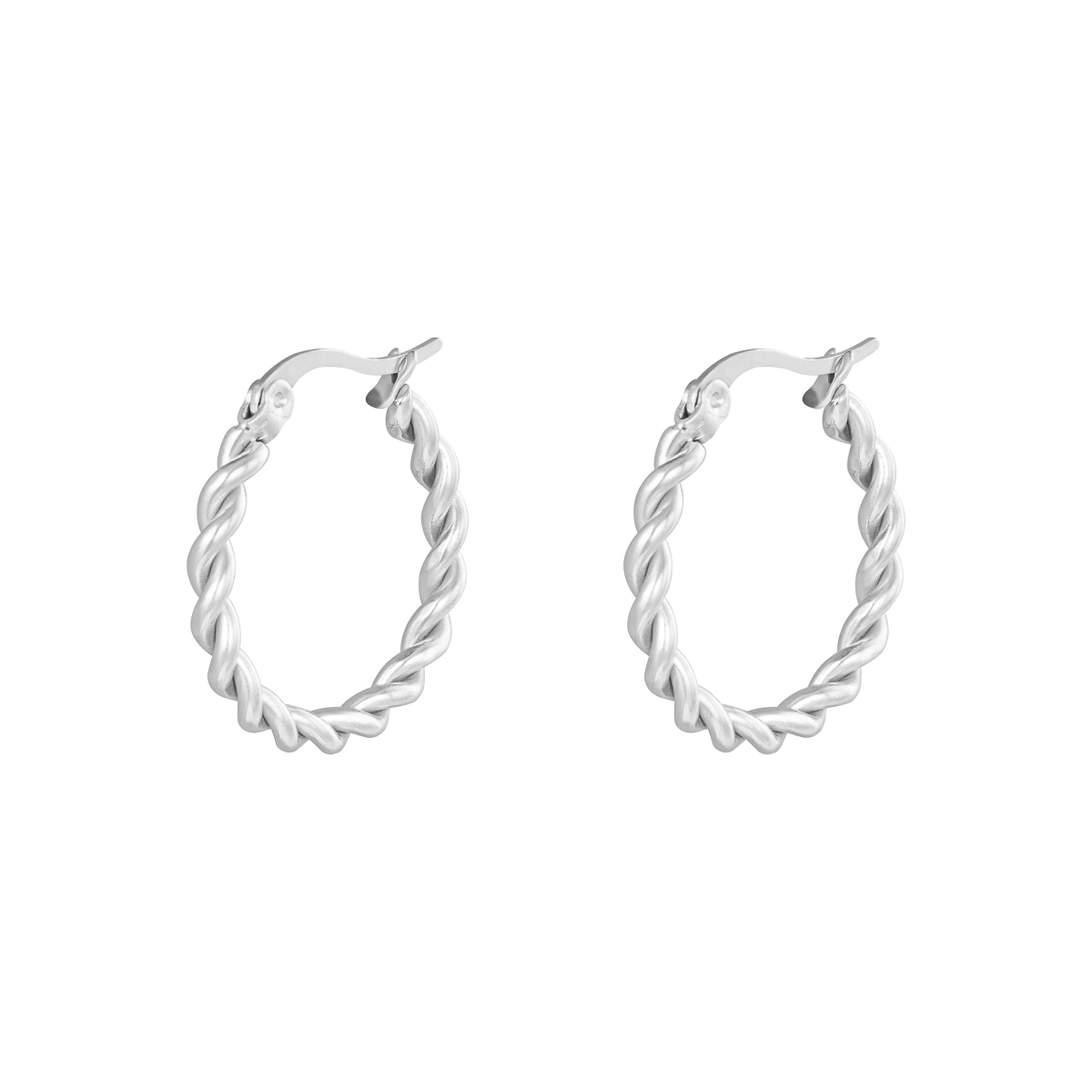 Silver / Earrings Hoops Twine 22 mm Picture2