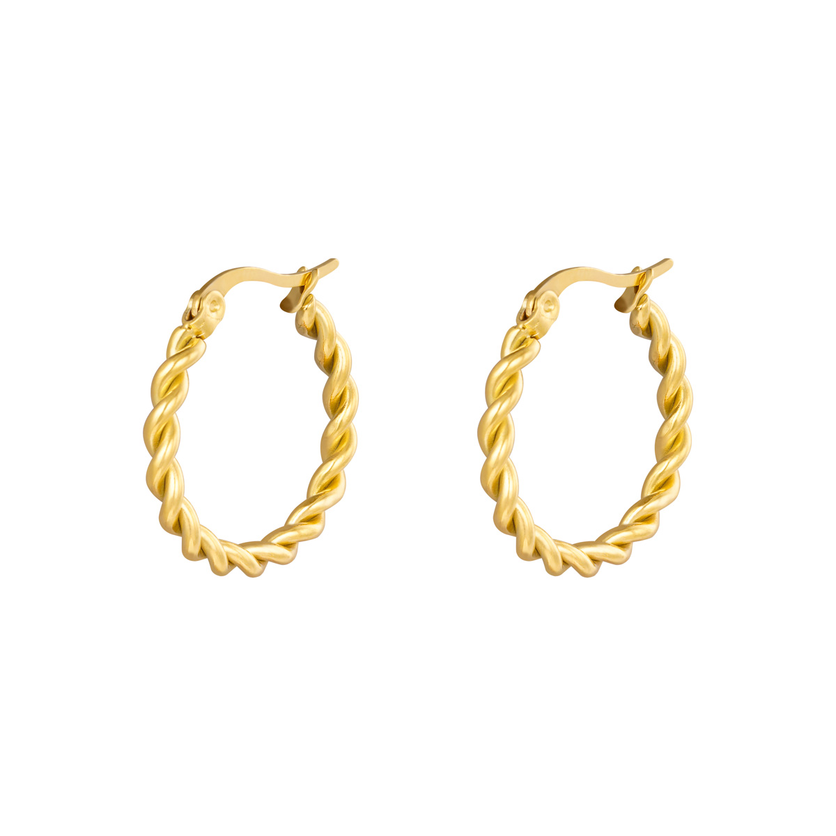 Gold / Earrings Hoops Twine 22 mm 