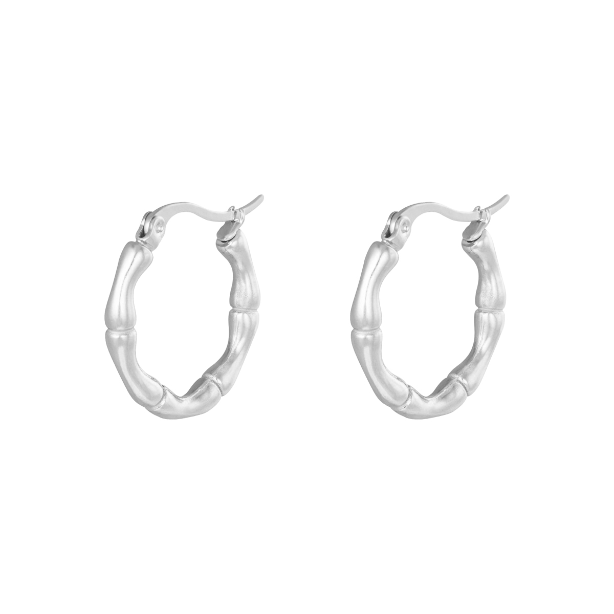 Silver / Earrings Hoops Bamboo 22 mm 